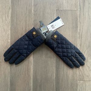 Brown/navy/grey Ralph Lauren half leather half quilted pattern 3M gloves